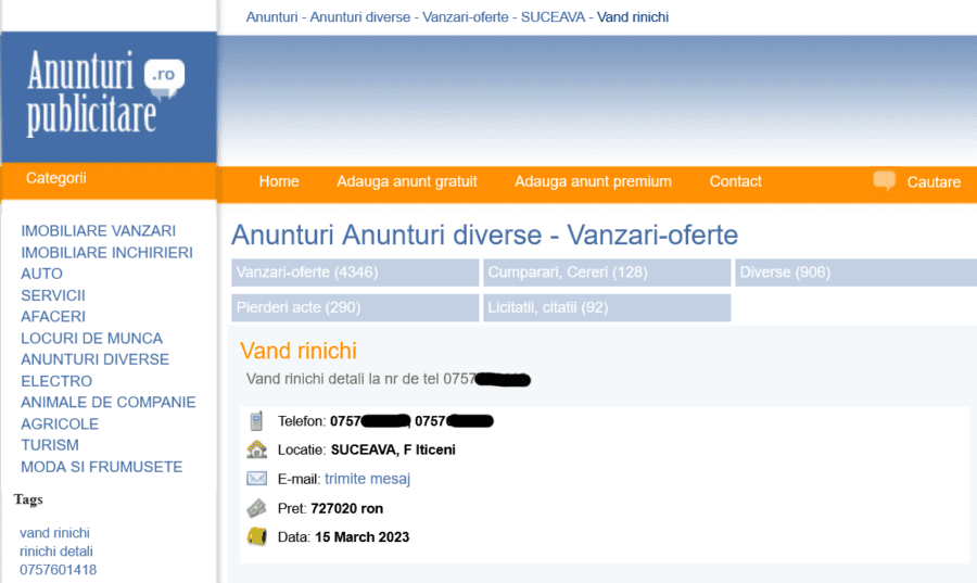 Anunt donare organe