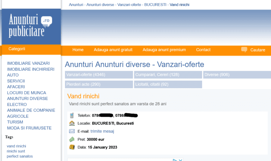 Anunt donare organe