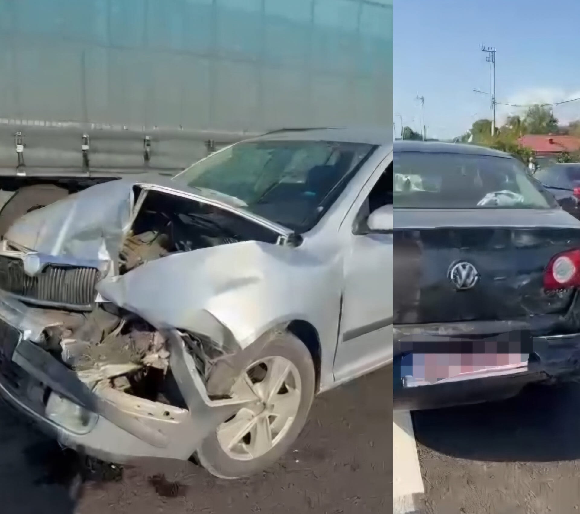 VIDEO – Coliziune între două autoturisme la intrare în Filiași. O pasageră rănită și dosar penal deschis de polițiști