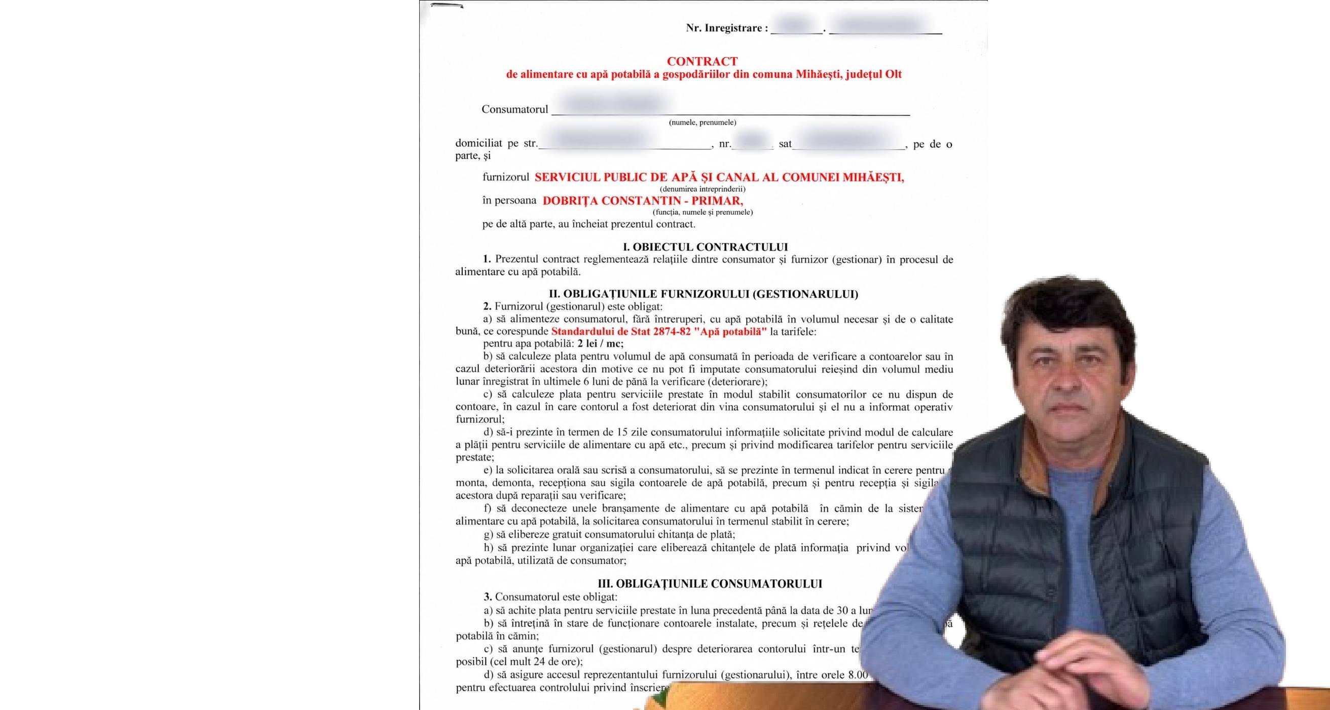 Standarde sovietice din anul 1982 în contractele actuale de apă din Mihăeşti. Documente bazate pe reglementări scoase din uz